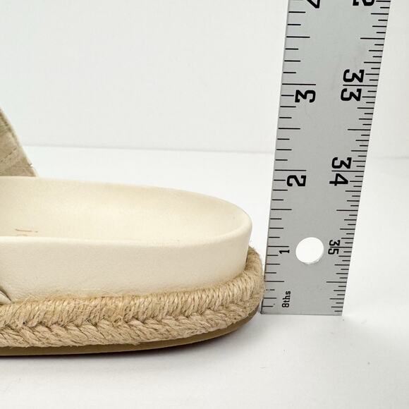 Joie Cream Faux Leather T Strap Slip On Espadrilles Sandals Sz 8.5M Lightweight - Picture 13 of 16